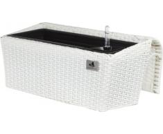 Gartenfreude Jardinera para balcón de polyrattan Marca Incluye suspensión y Sistema de riego, Color Blanco, 52 x 25 x 22 cm