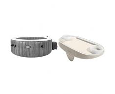 SPA Hinchable 6 Personas greywood Deluxe INTEX 1098 litros + 28520 - Bandeja para Bebidas SPA, Posavasos para SPA, con Luces LED
