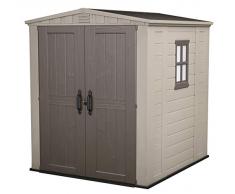 Keter - Caseta de jardín Exterior Factor 6x6 con escuadra incluida, Color marrón/Beige