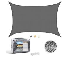 Levesolls Toldo de Vela Rectangular de 4 x 3 m, toldo para el Sol, Exterior de Vela, de HDPE, Impermeable, Resistente al Viento, protección UV, Gris