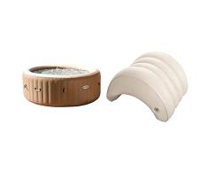 SPA Hinchable INTEX Burbujas 4 Personas 795 litros + Almohada Hinchable para SPA Color Crema INTEX - 39x30x23 cm