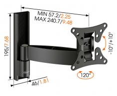 Vogels wall 1025 negro soporte tv de pared giratorio para pantallas de 16 a 27 15kg