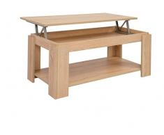 Mesa de Centro Elevable con Balda Inferior y Diseño en color Roble