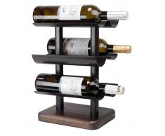 Botellero de sobremesa madera y metal (24x20x35cm)