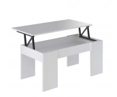 Mesa de Centro Elevable 4 Patas con Diseño en Blanco