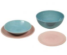 Vajilla (19 pcs) Loza Azul Rosa