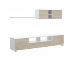 Salón TV con puertas y estante pared Blanco/ Marrón