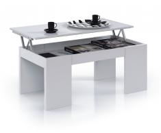 Mesa de diseño elevable para tu salón en blanco brillo