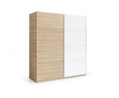 Armario con puertas correderas blanco y marrón