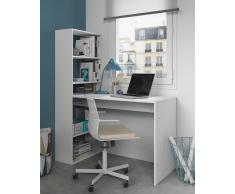 Mesa escritorio en blanco con estanterÃa