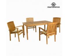 Conjunto de Mesa con 4 Sillas (150 x 90 x 75 cm) Madera de teca