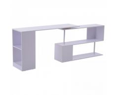 HomCom® Mesa Esquinera para Ordenador con sistema Giratorio 360° Múltiformas 2 Estantes LibrerÃa Blanco