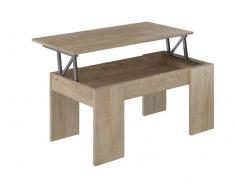 Mesa de Centro Elevable 4 Patas con Diseño en Roble