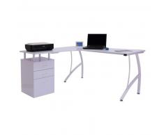 Mesa de ordenador tipo escritorio con cajonera 151.5*143.5*76cm Blanco