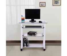 Mesa Escritorio para Ordenador con Estantes de Vidrio - blanco - 80x51x83 cm