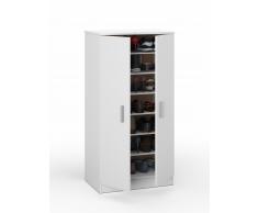 Armario mueble zapatero de 2 puertas con 6 estantes Blanco