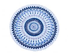 Toalla grande redonda Polyester azul y blanca Diametro 150cm