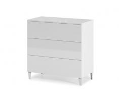 Cajonera en blanco brillo con 3 cajones