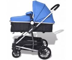 Cochecito y silla de bebé 2 en 1 Aluminio Azul y negro