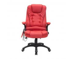Silla de Oficina y Escritorio tipo Sillón Giratorio Reclinable y Elevable HomCom Rojo