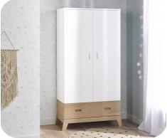 Armario Bebé ALOA 2 puertas y 1 cajón Blanco y Madera