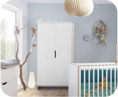Armario Bebé PLUMA 2 puertas Blanco y Madera