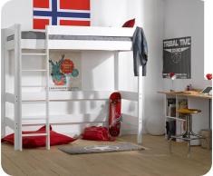 Cama alta juvenil CLAY 90x190cm, Blanca