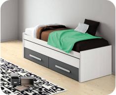 Cama Nido Juvenil 90x200cm Planeta Blanca con Cajones Gris