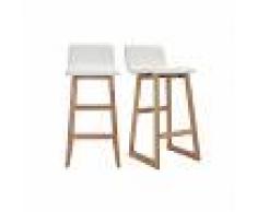 Taburetes de bar madera clara y PU blanco 72cm lote de 2 OSAKA - Miliboo