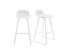 Blanco Taburete de bar diseño blanco lote de 2 STELLA - Miliboo