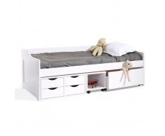 Cama infantil con cajones 90x190 pino blanco CLEO - Miliboo