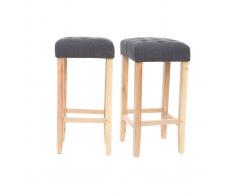 Lote de 2 taburetes de bar tejido gris oscuro A75cm RIVOLI - Miliboo
