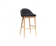 Taburete de bar diseño 75cm madera y tejido gris antracita DALIA - Miliboo
