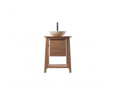 Mueble de baño: mueble teck y lavabo terrazo ALIOH - Miliboo