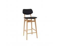 Taburete / silla de bar diseño negro y madera natural NORDECO - Miliboo