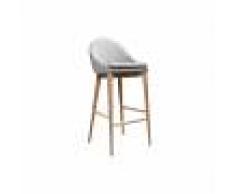 Taburete de bar diseño 75cm madera tejido gris claro DALIA - Miliboo