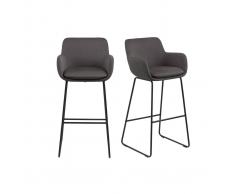Lote de 2 taburetes de bar tejido gris oscuro A75cm AMICA - Miliboo