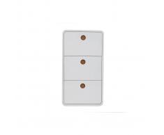 Blanco Zapatero 3 cajones blanco brillante y fresno KOPEN - Miliboo