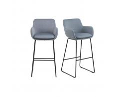 Lote de 2 taburetes de bar tejido gris claro A75cm AMICA - Miliboo