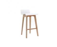 Taburete / Silla de bar escandinavo 65cm blanco patas madera BALTIK - Miliboo