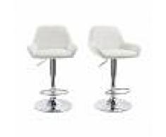 Taburete de bar diseño poliuretano blanco lote de 2 CYRUS - Miliboo