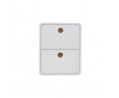 Blanco Zapatero 2 cajones blanco brillante y fresno KOPEN - Miliboo