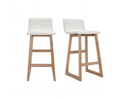 Taburetes de bar madera clara y PU blanco lote de 2 OSAKA - Miliboo