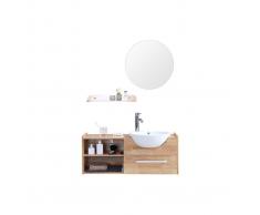 Mueble de baño: lavabo, armario, estante y espejo EYTAN - Miliboo