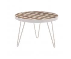 Mesa auxiliar redonda madera y metal blanco 50x35 ROCHELLE - Miliboo