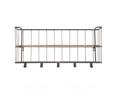 Perchero de pared metal gris y madera 85cm MANUFACTURE - Miliboo