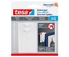 Tesa Clavos adhesivos para papel pintado y yeso, potencia de sujeción, 2 unidades, 2 kg