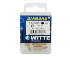 Witte 427391 - Puntas en cajita de plástico, largo 25 mm, tipo: PH 1 DIAMOND (Puntas / Caja: 5)