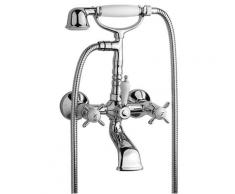 Tres Grifería 5241700361 - Grupo baño‑ducha Excéntricas con silenciador. Ducha móvil anticalcárea y flexo doble engatillado.