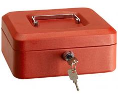 Arregui Elegant - Caja de caudales con bandeja (acero, 200 x 90 x 160 mm) color rojo